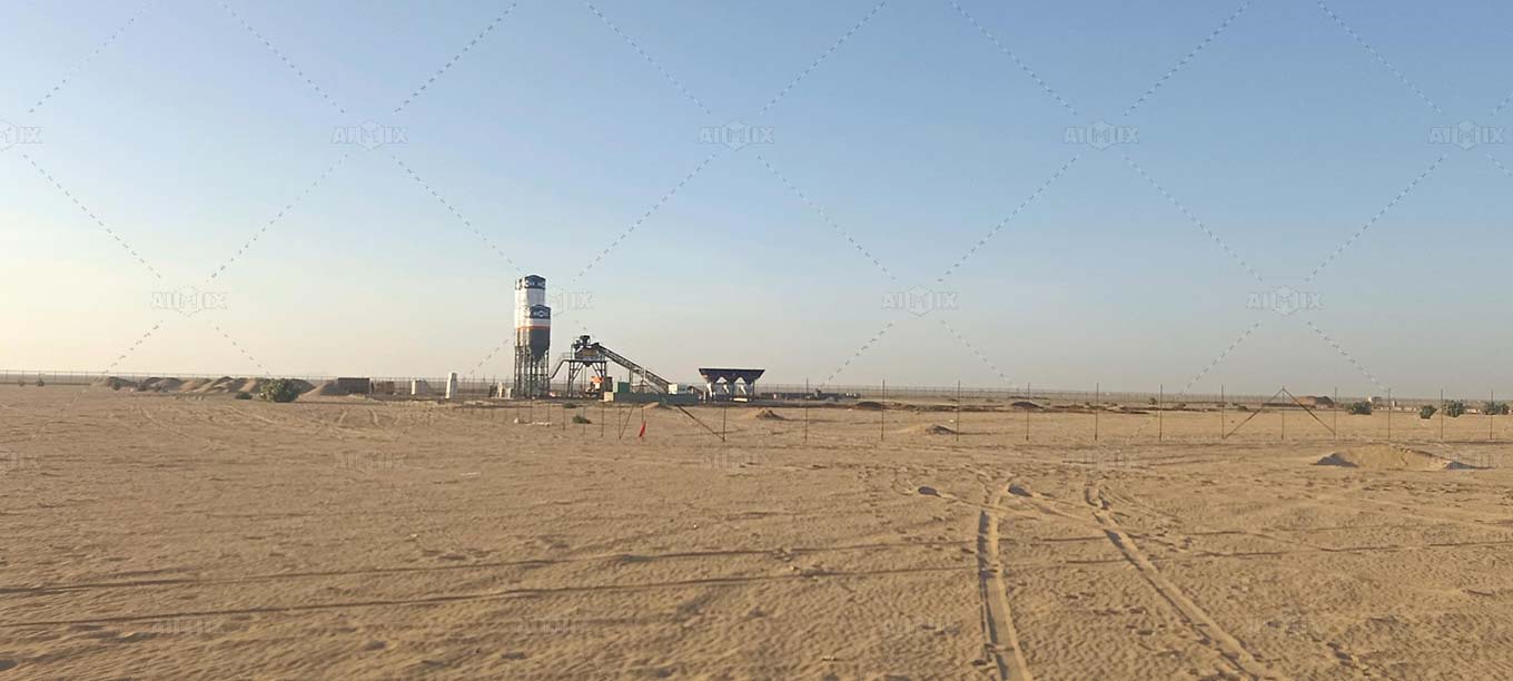 AJM75 Foundationless Concrete Batching Plant In Desert Area