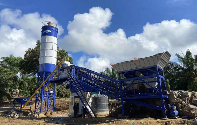 Planta de Concreto Móvil en Malasia para Construcción de Protección de Diques